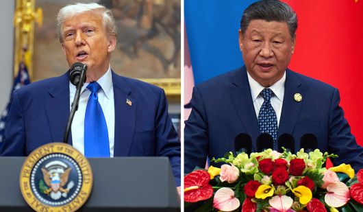 도널드 트럼프 미국 대통령(왼쪽 사진)이 12일(현지시간) 미국 백악관에서 약값 인하 관련 행정명령에 서명한 뒤 기자들의 질문에 답하고 있다. 오른쪽 사진은 시진핑 중국 국가주석이 13일 베이징에서 열린 중국-라틴아메리카·카리브 국가공동체 외교장관 회의에서 연설하고 있는 모습.   워싱턴·베이징=AP연합뉴스