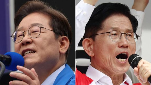 더불어민주당 이재명 대선 후보(왼쪽)와 국민의힘 김문수 대선 후보. 연합뉴스