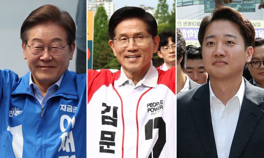더불어민주당 이재명 후보(왼쪽부터), 국민의힘 김문수 후보, 개혁신당 이준석 후보. 뉴스1