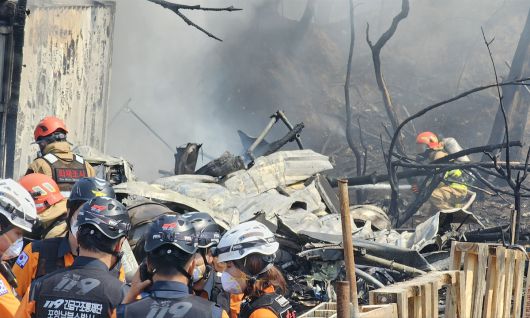 지난 29일 오후 1시 35분쯤 경북 포항 남구 동해면 야산에 해군 해상 초계기 (P-3C)가 추락해 전소됐다. 뉴스1