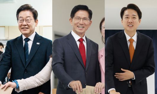 더불어민주당 이재명(왼쪽부터), 국민의힘 김문수, 개혁신당 이준석 대통령 후보가 제21대 대통령선거 사전투표 첫날인 29일 투표하고 있다. 뉴스1