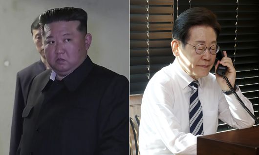 북한 김정은 국무위원장(왼쪽), 이재명 대통령. 조선중앙TV캡처·연합뉴스