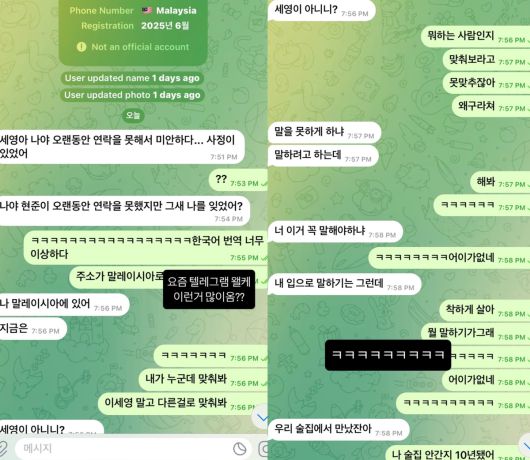 이세영이 지인 사칭 텔레그램 메시지를 박제했다. 인스타그램 캡처.