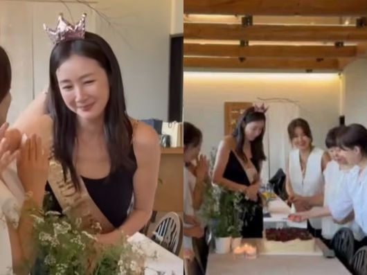 최지우가 생일 파티를 즐기고 있다. 인스타그램 캡처.