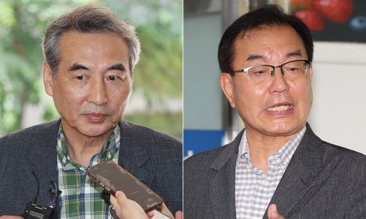 속도전 윤석열 전 대통령의 부인 김건희씨 관련 의혹을 수사하는 민중기 특별검사(왼쪽 사진)와 채상병 순직사건 외압 의혹을 수사하는 이명현 특별검사가 22일 서울 서초구 서초동에 각자 마련한 사무실로 출근하며 취재진 질문에 답하고 있다. 뉴시스