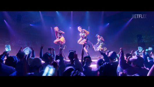 넷플릭스 오리지널 애니메이션 ‘케이팝 데몬 헌터스’ 주인공인 K팝 걸그룹 ‘헌트릭스’. 넷플릭스 유튜브 캡처