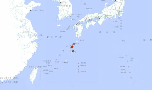 지난 22일 도카라 인근 해상에서 발생한 5.2 지진. 일본 기상청 캡처