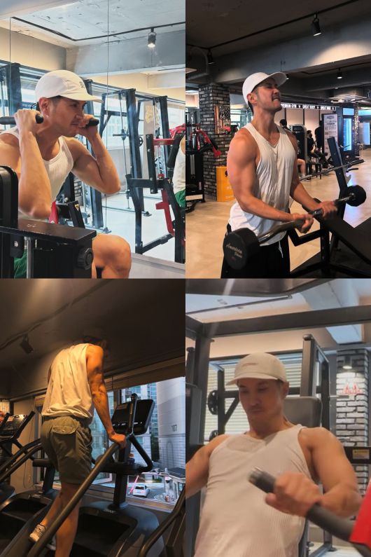 김지석이 운동에 열중하고 있다. 인스타그램 캡처.