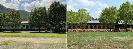 폐교였던 대후초 전경(좌), 리포지셔닝 이후 커뮤니티 플랫폼으로 재탄생한 공간(우) (JLP International 제공)