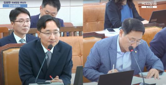 임광현 국세청장 후보자(왼쪽)와 김영환 더불어민주당 의원. 국회방송 국세청장 인사청문회 캡처