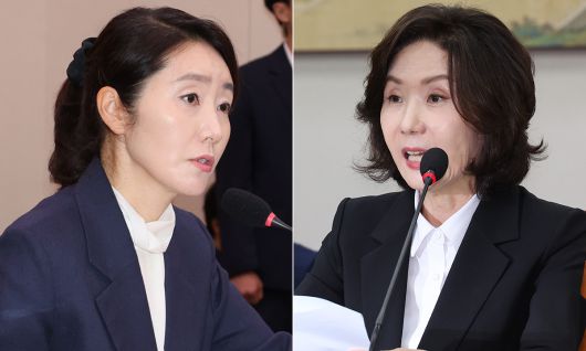 강선우 여성가족부 장관 후보자(왼쪽), 이진숙 교육부 장관 후보자. 연합뉴스