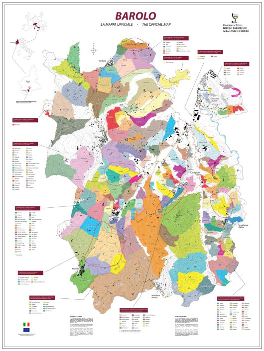 바롤로 MGA와 비에티 싱글 크뤼 위치. 바롤로MGA 홈페이지