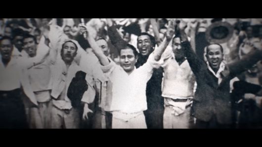 1945년 8월16일 사람들이 광장에 나와 대한독립만세를 외치고 있다. 국가보훈부와 빙그레, 이노션은 이날의 함성을 AI로 재현했다. ‘빙그레’ 유튜브 캡처