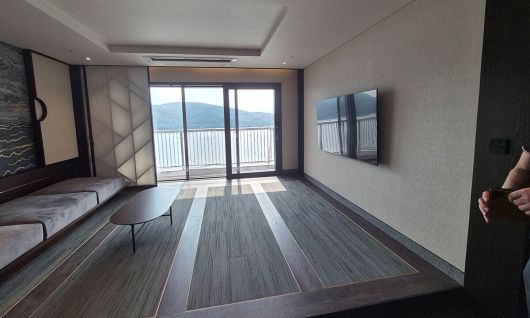 경주 소노캄측이 마련한 PRS 모습. 경주보문호수를 낀 뷰가 눈에 띈다.