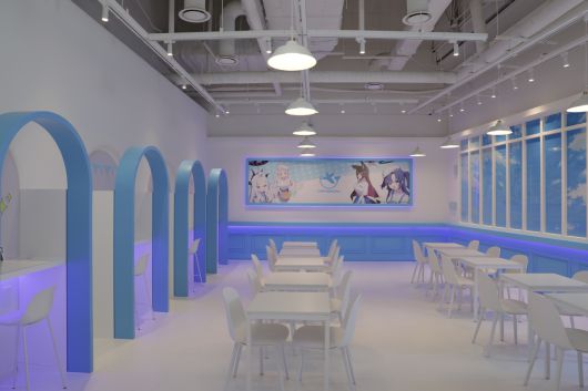 서울 용산구 아이파크몰 용산점에서 지난 9일부터 운영에 들어간 넥슨게임즈 서브컬처게임 ‘블루 아카이브’의 공식 테마 카페 ‘카페 메모리얼’ 전경. 넥슨 제공