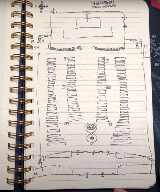 웨스트먼이 그린 사건 현장인 성당 배치도. 로이터연합뉴스