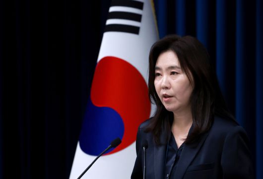 강유정 대통령실 대변인이 2일 서울 용산 대통령실 청사에서 이재명 대통령의 80차 UN총회 참석 관련 브리핑을 하고 있다. 연합뉴스