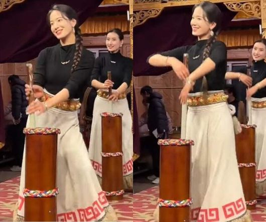 배우 송혜교와 닮은꼴로 화제가 된 티베트 여성 용종(27).SCMP