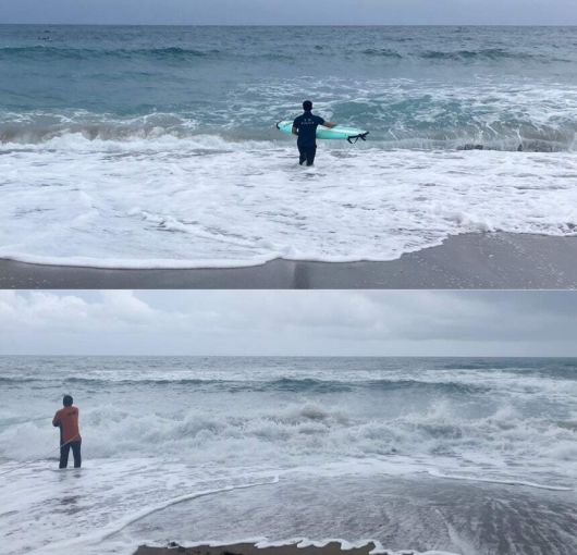 2ｍ 파도 뚫고 표류 관광객 구조하는 경찰. 제주경찰청 제공