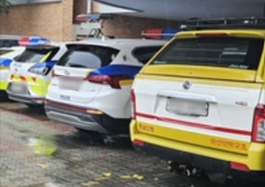 지난 13일 충남 아산의 한 고교에 폭발물 설치 신고가 들어와 경찰과 소방당국이 출동한 모습. 독자 제공