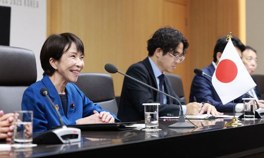 다카이치 사나에 일본 총리가 30일 경북 경주 APEC 정상회의장에서 열린 이재명 대통령과의 한일 정상회담에서 발언하고 있다. 대통령실통신사진기자단