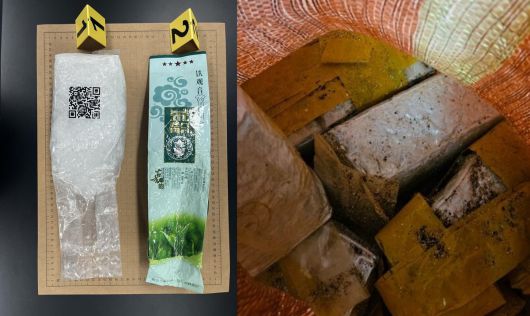 지난달 24일 제주도 제주시 애월읍 해안가에서 발견된 케타민 1㎏. 오른쪽은 지난달 7일 제주도 서귀포시 해안가에서 발견된 케타민. 제주지방해양경찰청 제공