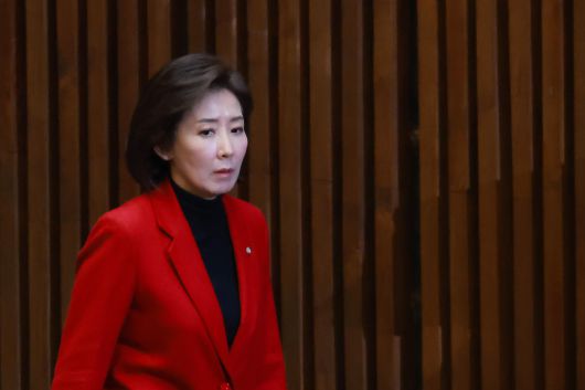 국민의힘 나경원 의원이 지난 11일 국회에서 열린 12월 임시국회 1차 본회의에 참석하고 있다. 연합뉴스