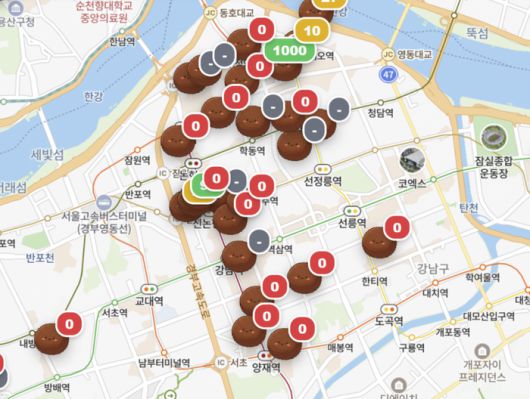 두바이쫀득쿠키 재고 여부를 공유하는 이른바 ‘두쫀쿠맵’. SNS 캡처