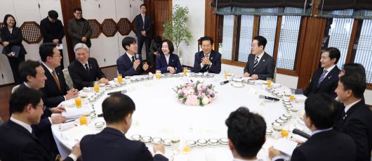 이재명 대통령이 16일 청와대 상춘재에서 열린 정당 지도부 초청 오찬에서 발언하고 있다. 뉴시스