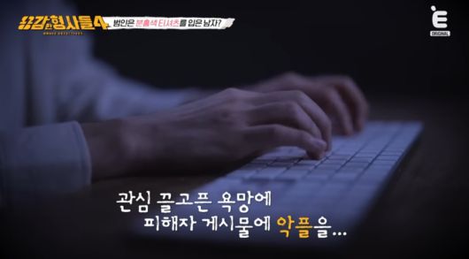 정치 커뮤니티에서 피해자의 게시물에 악플을 달았던 가해자. 유튜브 채널 'E채널' 영상 캡처