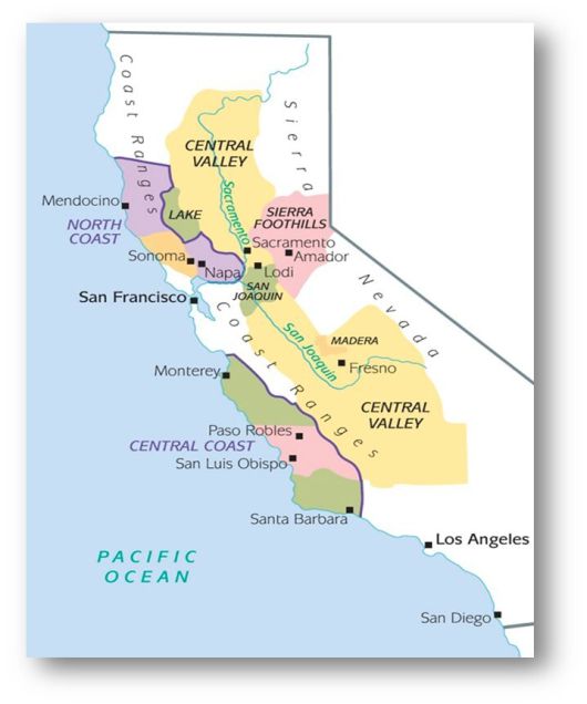 노스 코스트와 센트럴 코스트. 캘리포니아와인협회