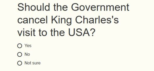영국 신문 데일리익스프레스가 자사 홈페이지에 신설한 설문조사 코너. 독자들에게 ‘영국 정부가 찰스 3세 국왕의 미국 방문을 취소해야 할까요’라는 질문을 던지고 있다. 데일리익스프레스 홈페이지 캡처