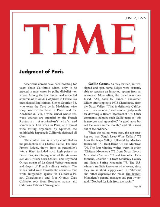 파리의 심판을 다룬 타임지 기사.