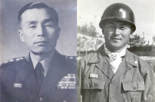 김종오 장군(왼쪽)과 임부택 장군. 6·25 전쟁 개전 초반 두 사람은 각각 육군 6사단장, 6사단 7연대장으로 강원 춘천 일대에서 북한군의 공세를 막아내고 국군의 첫 승전을 기록했다. SNS 캡처