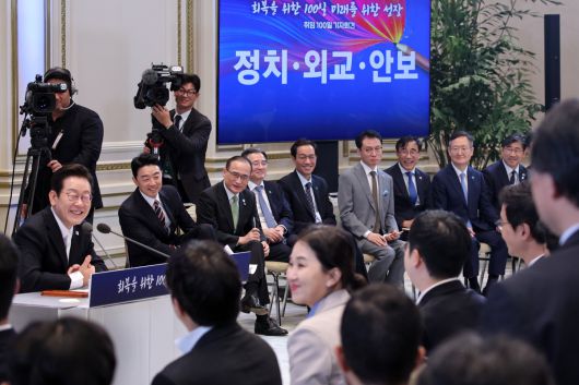 11일 청와대 영빈관에서 이재명 대통령 취임 100일 기자회견 '회복을 위한 100일, 미래를 위한 성장'이 진행되고 있다. 대통령실통신사진기자단