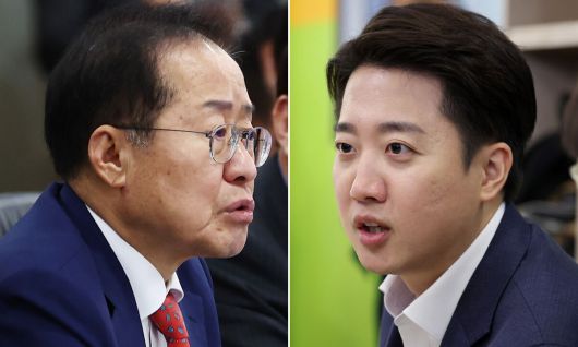 홍준표 전 대구시장(왼쪽), 이준석 개혁신당 대선 후보. 뉴스1