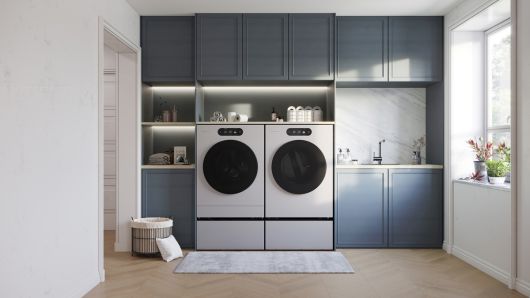 LG전자는 최근 미국의 대표적인 종합 가전 유통 업체 ‘로우스(Lowe’s)’에 ‘LG 시그니처’ 29인치 세탁기와 건조기 제품 공급을 시작했다. 사진은 'LG 시그니처' 세탁기 및 건조기 라이프스타일 연출 이미지. LG전자 제공