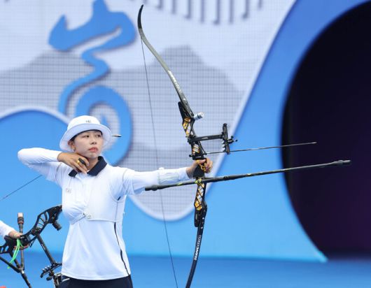 임시현이 활시위를 당기고 있다. 사진=뉴시스