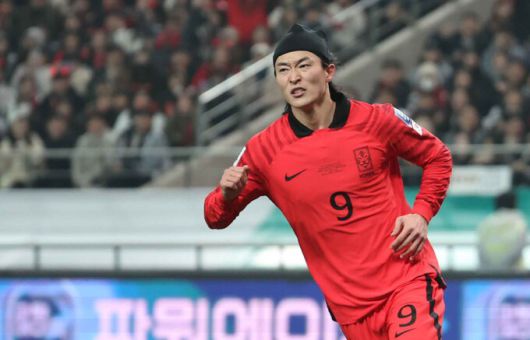 축구 대표팀 조규성이 득점 후 기뻐하고 있다. 사진=뉴시스