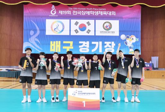 배구 종목 1위를 차지한 대전팀이 기념촬영을 하고 있다. 사진=대한장애인체육회 제공