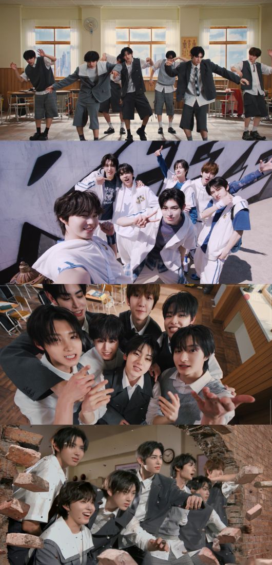 26일 컴백한 그룹 킥플립의 새 앨범 '킥 아웃, 필립 나우!(Kick Out, Flip Now!)’의 타이틀곡 '프리즈(Freeze)' MV 캡처. JYP엔터테인먼트 제공.