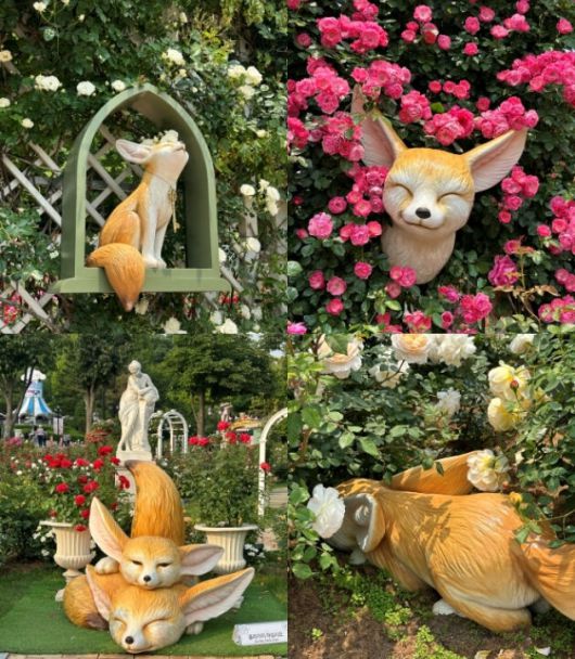 장미원 곳곳에는 귀여운 사막여우 캐릭터 도나 조형물이 숨어 있다. 이화연 기자