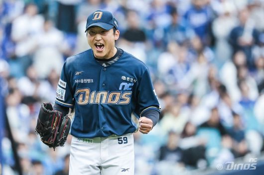 NC 구창모가 역투를 펼치고 포효하고 있다. 사진=NC다이노스 제공