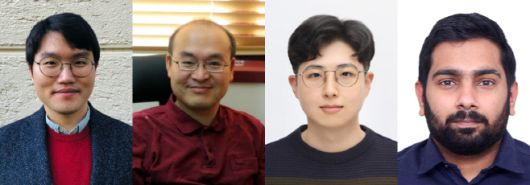 (왼쪽부터) 성균관대 에너지학과 명창우 교수, 유수행 연구교수, 김동건 석사과정생, Radhakrishnan Sundheep 연구원. /성균관대