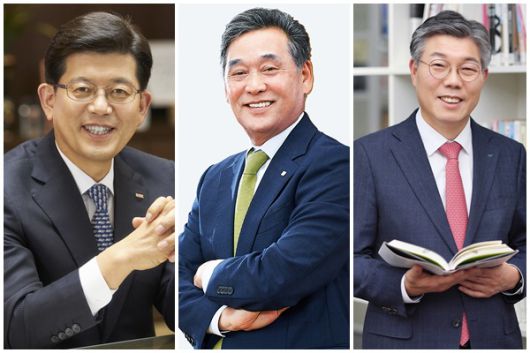 왼쪽부터 빈대인 BNK금융지주 회장, 김기홍 JB금융지주 회장, 황병우 iM금융지주 회장. /각 사