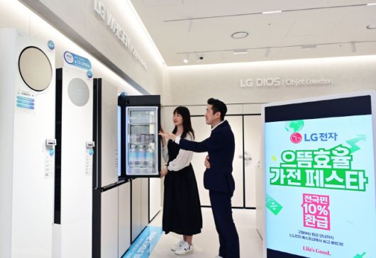고객이 LG전자 베스트샵에서 고효율 가전제품을 살펴보고 있다./LG전자