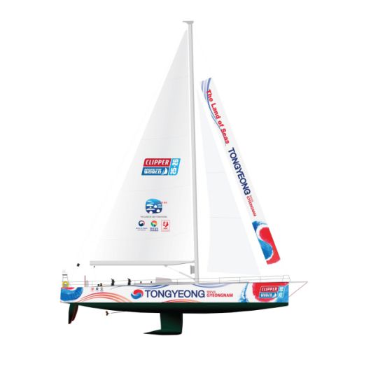 클러퍼 세계일주 요트대회 참가가 확정된 '경남 통영호' 시안./ 경남도