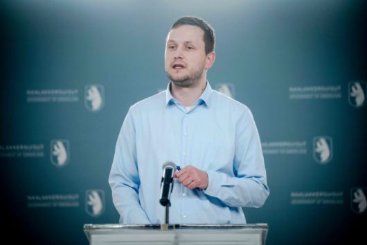 옌스 프레데릭 닐센 그린란드 자치정부 수반이 1월 5일(현지시간) 그린란드 누크에서 기자회견을 하고 있다./AFP·연합