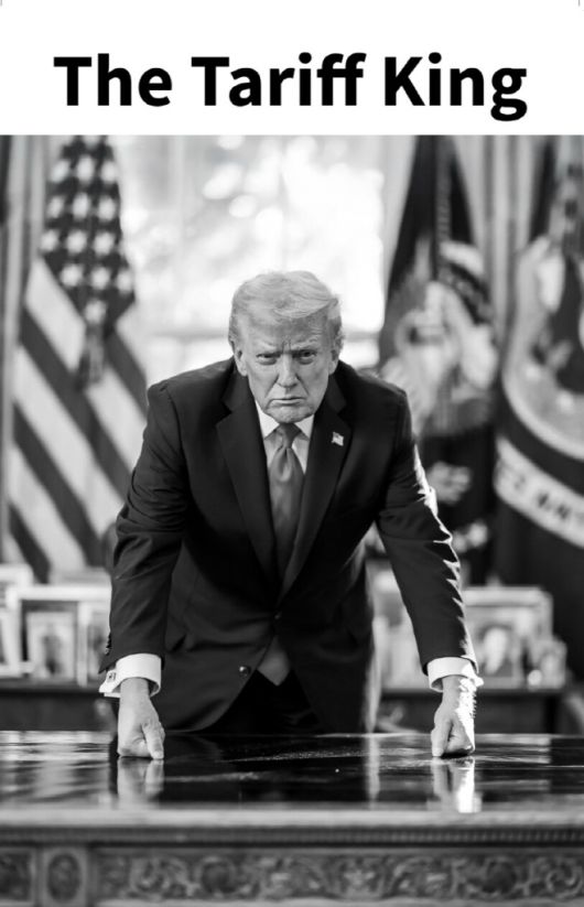 도널드 트럼프 미국 대통령이 16일(현지시간) 트루스소셜에 올린 백악관 집무실 사진으로 '관세 왕'이 적혀 있다./트럼프 대통령 트루스소셜