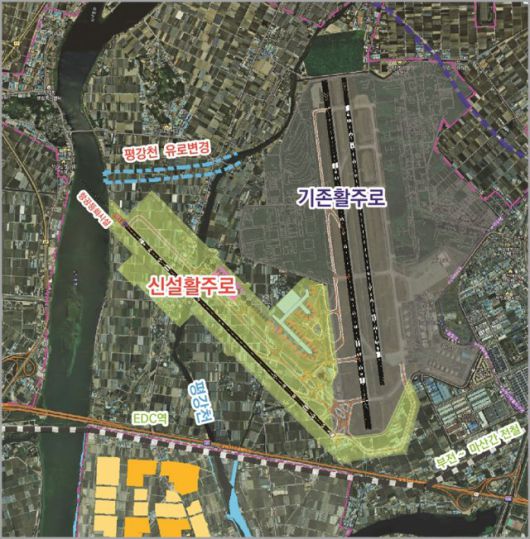 김해공항에 놓일 새 활주로 예상도. 자료: 국토교통부, 부산시